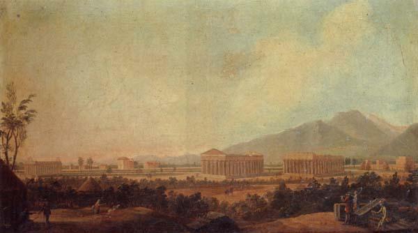 unknow artist A view of paestum,with grand tourists in the foreground Sweden oil painting art